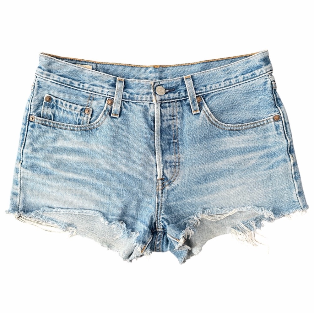 Levi's Light Blue Distressed Denim Jean Shorts